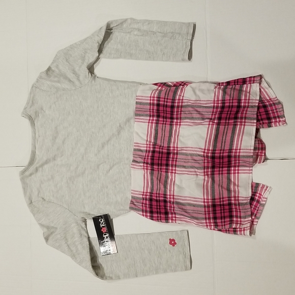 New LIMITED TOO size 12 girls long tee t shirt plaid cotton skirt waist wrap top - Picture 4 of 5